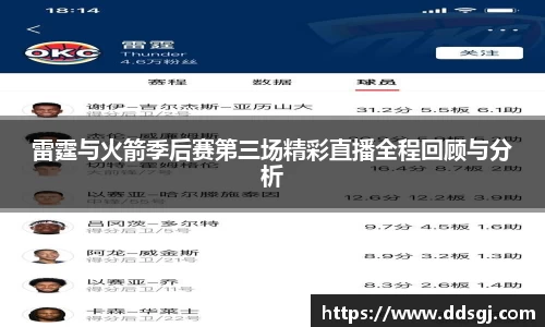 雷霆与火箭季后赛第三场精彩直播全程回顾与分析